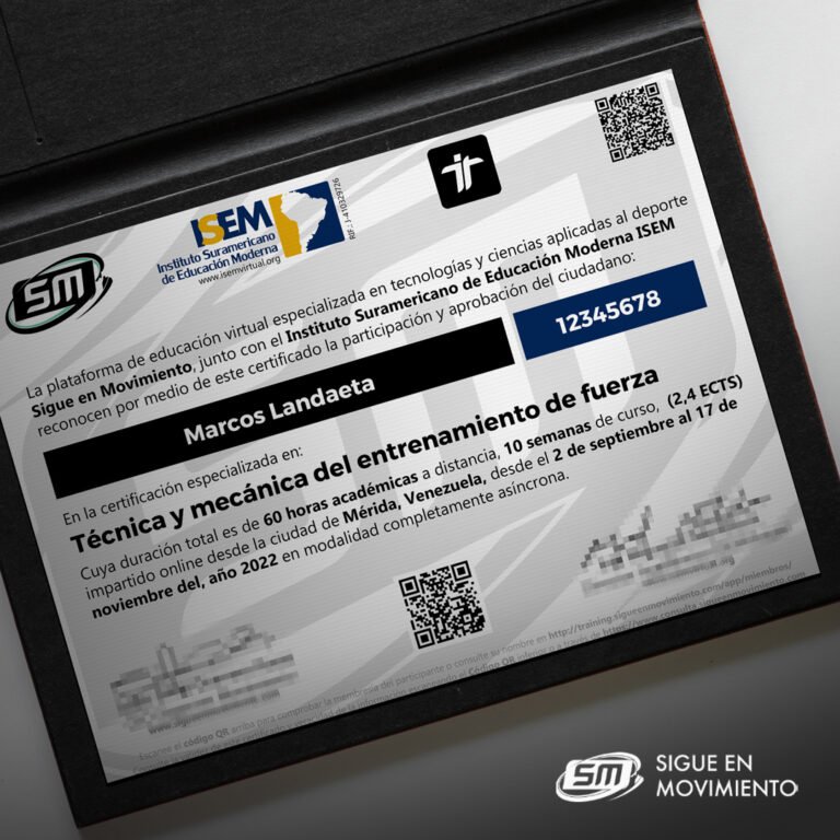 Certificación en técnica y mecánica del entrenamiento de fuerza